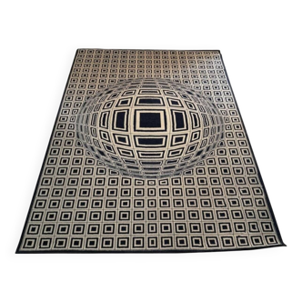 Tapis Op-Art "Vega" dans le goût de Vasarely, années 1970