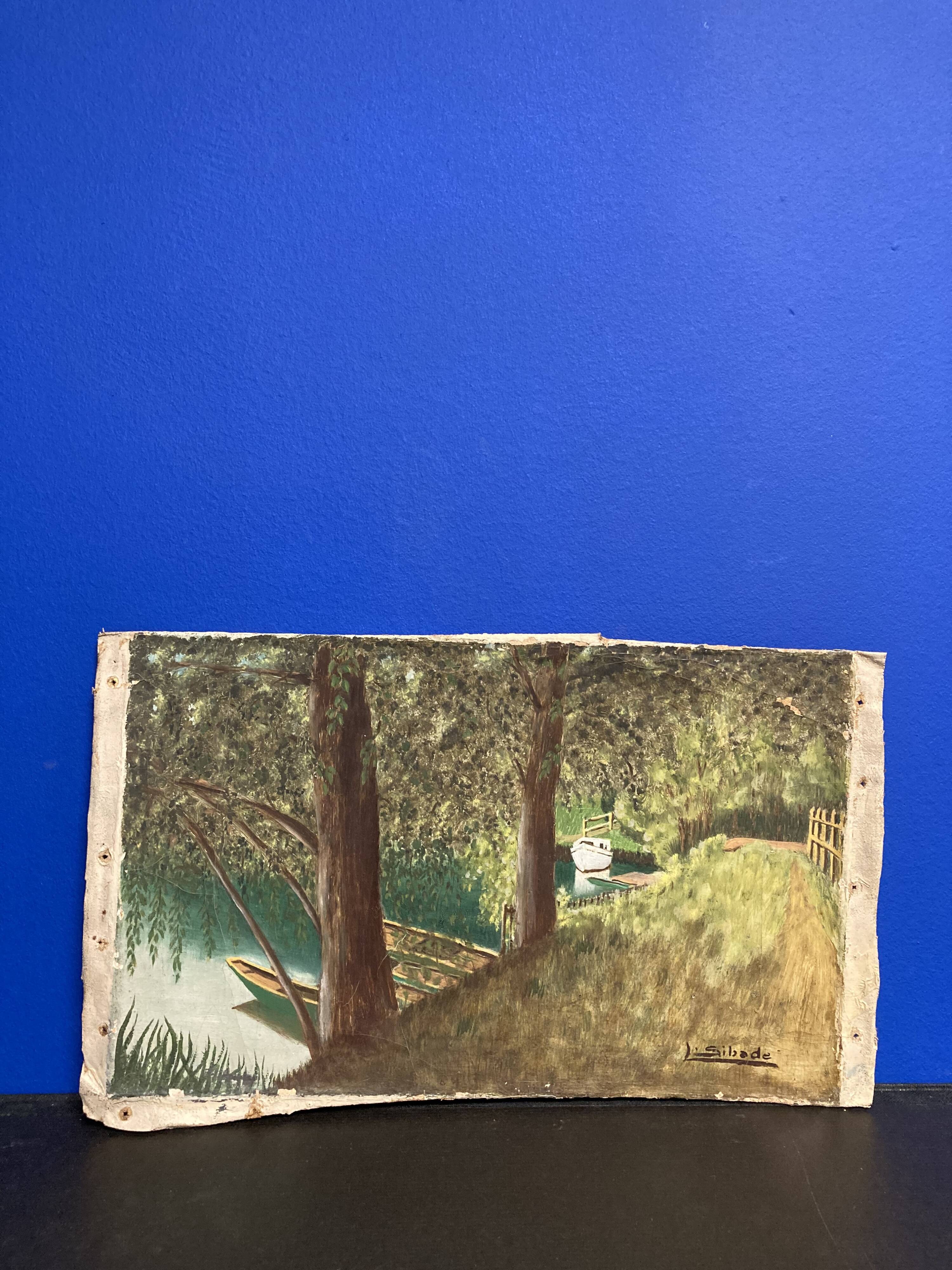 Landscape in oil on canvas signed