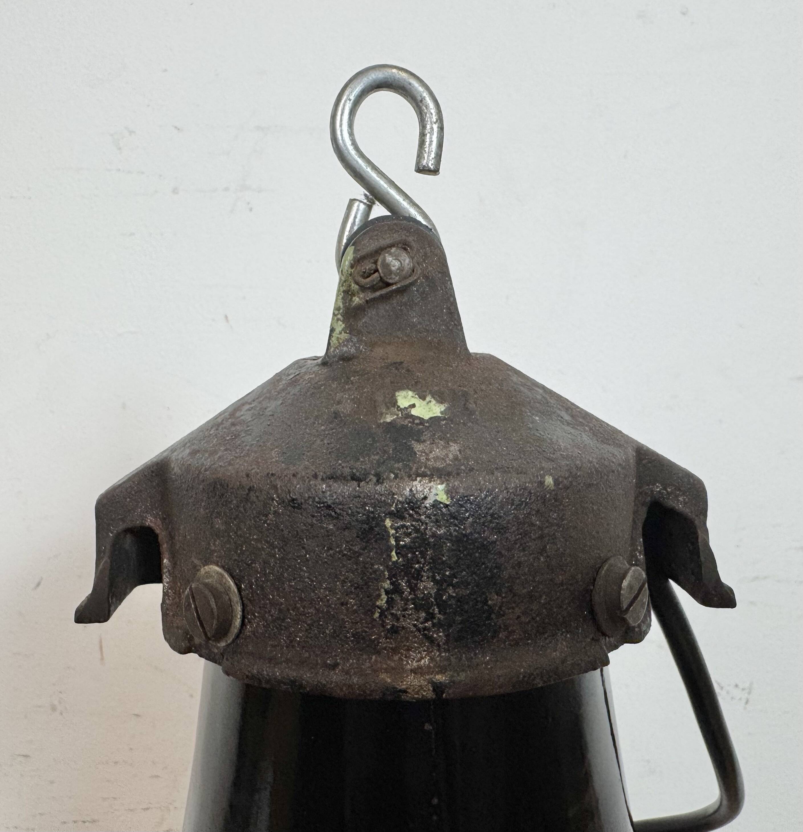 Industrial Black Enamel Bauhaus Pendant Lamp, 1930s