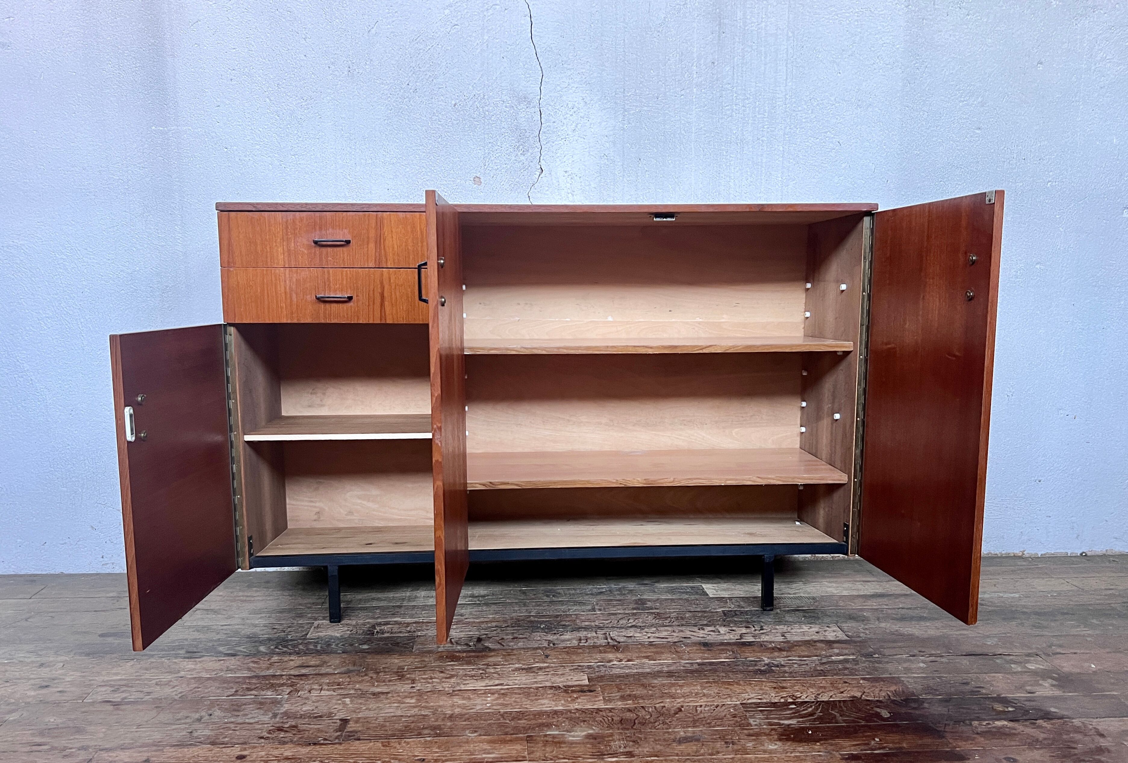 Vintage teak metal foot row