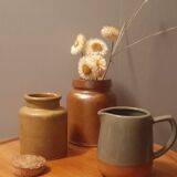 Trio of pottery & decorative stoneware pitcher - vintage