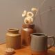 Trio of pottery & decorative stoneware pitcher - vintage