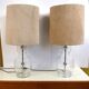 Set of 2 Glass & chrome table lamps with alcantara lampshades, 1960s