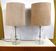 Set of 2 Glass & chrome table lamps with alcantara lampshades, 1960s