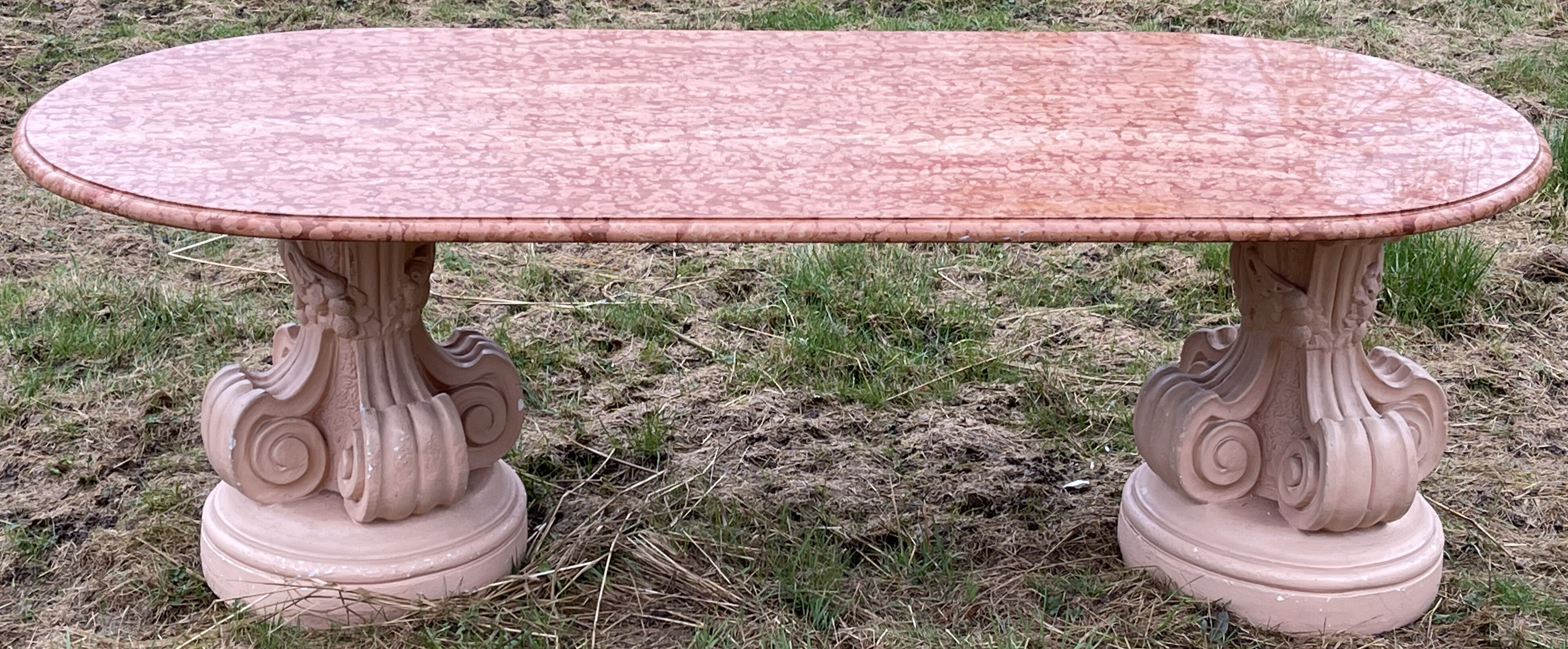 Large oval table marble top