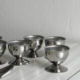 6 silver metal egg cups