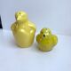 Duo of ceramic salt shakers style chick and vintage penguin