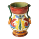 Antique polychrome ceramic vase – Italy 20th century – Handcrafted floral decoration