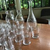 Glassware set with carafes, pitcher and bottle coasters