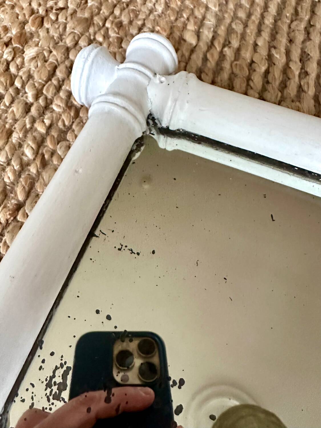 Large bamboo-style wooden mirror