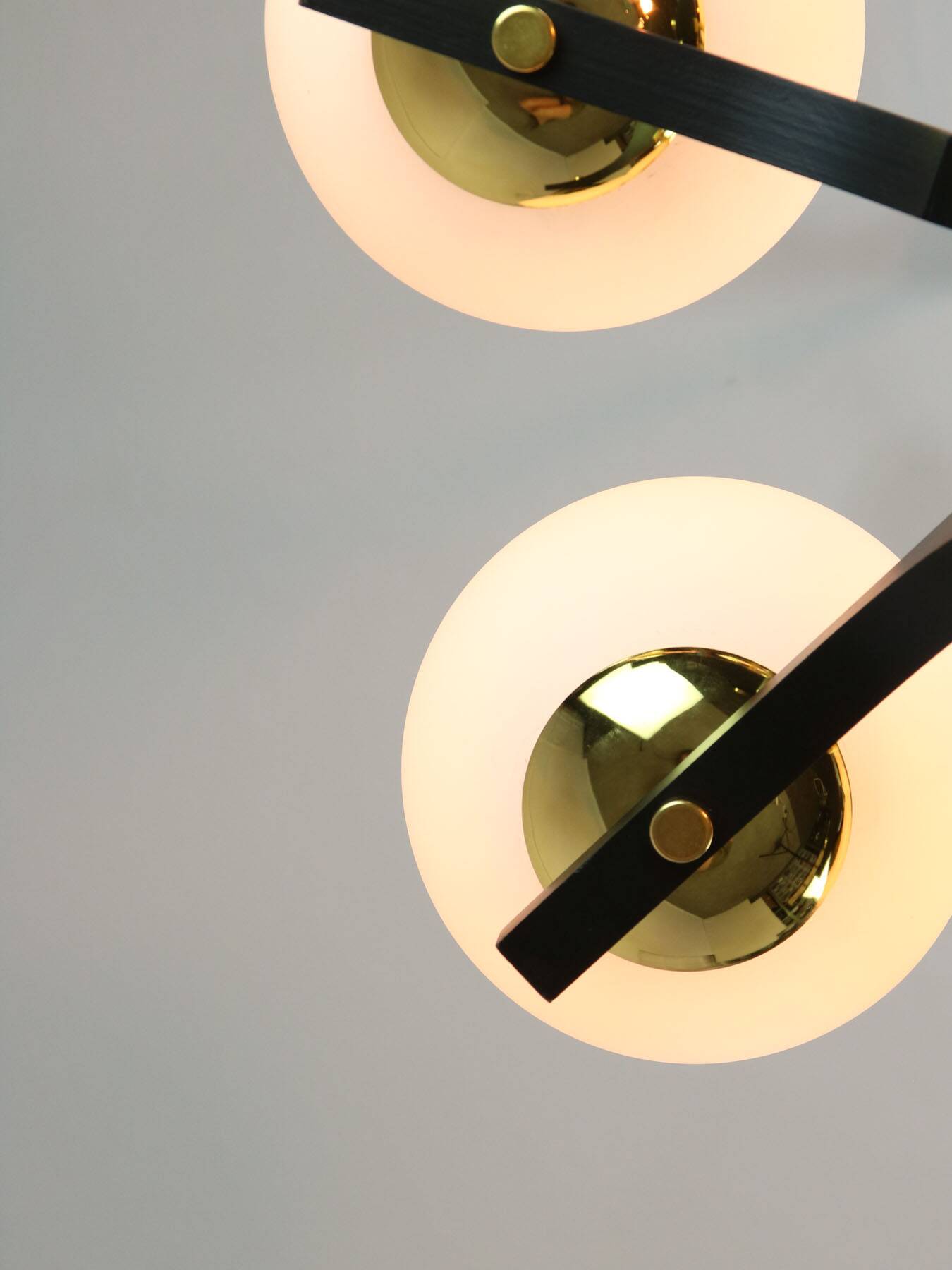 Mid-Century Modern Italian Brass and Opaline Chandelier