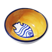 Bol en céramique vintage avec motif poisson peint à la main