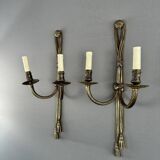 Paire d’appliques murales en bronze doré de style louis xvi, xxe siècle