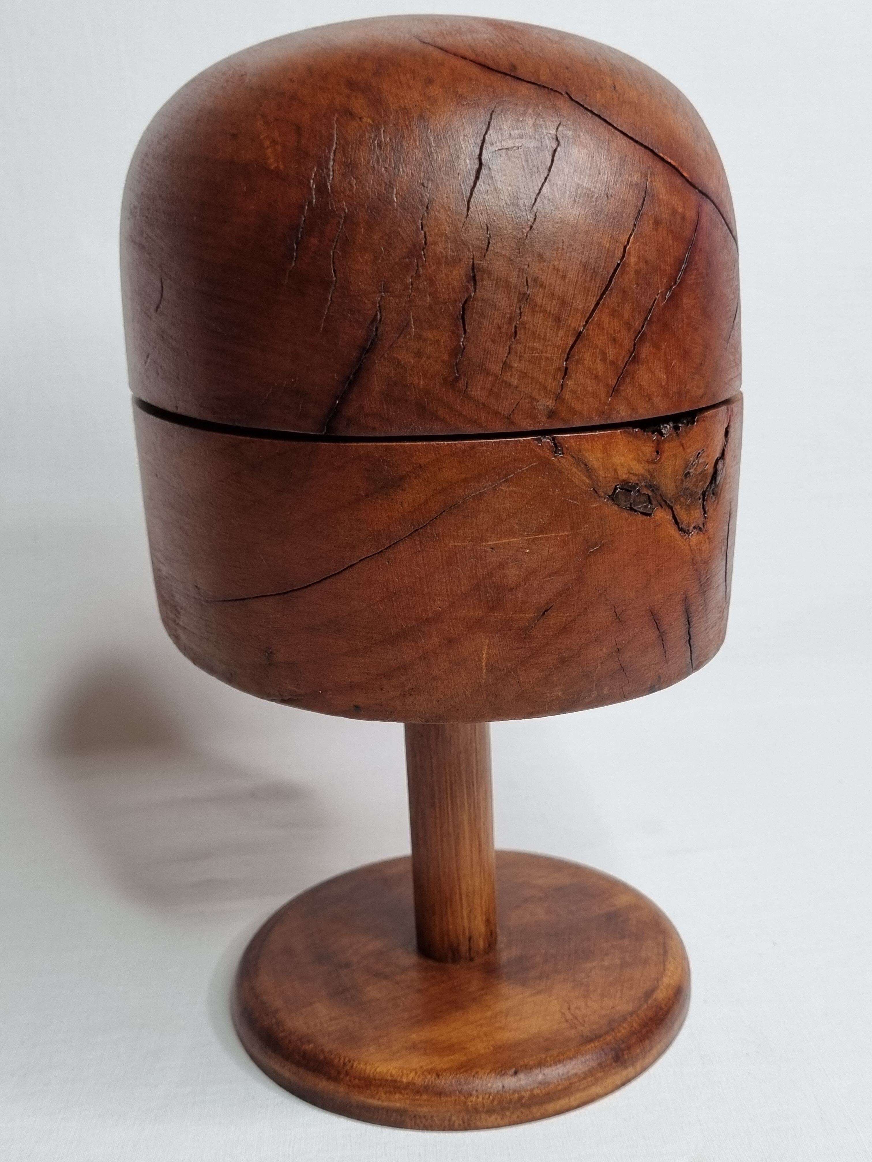 Old wooden hat shape on foot, 1900, 29 cm