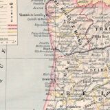 Old map of Portugal, late 19th century