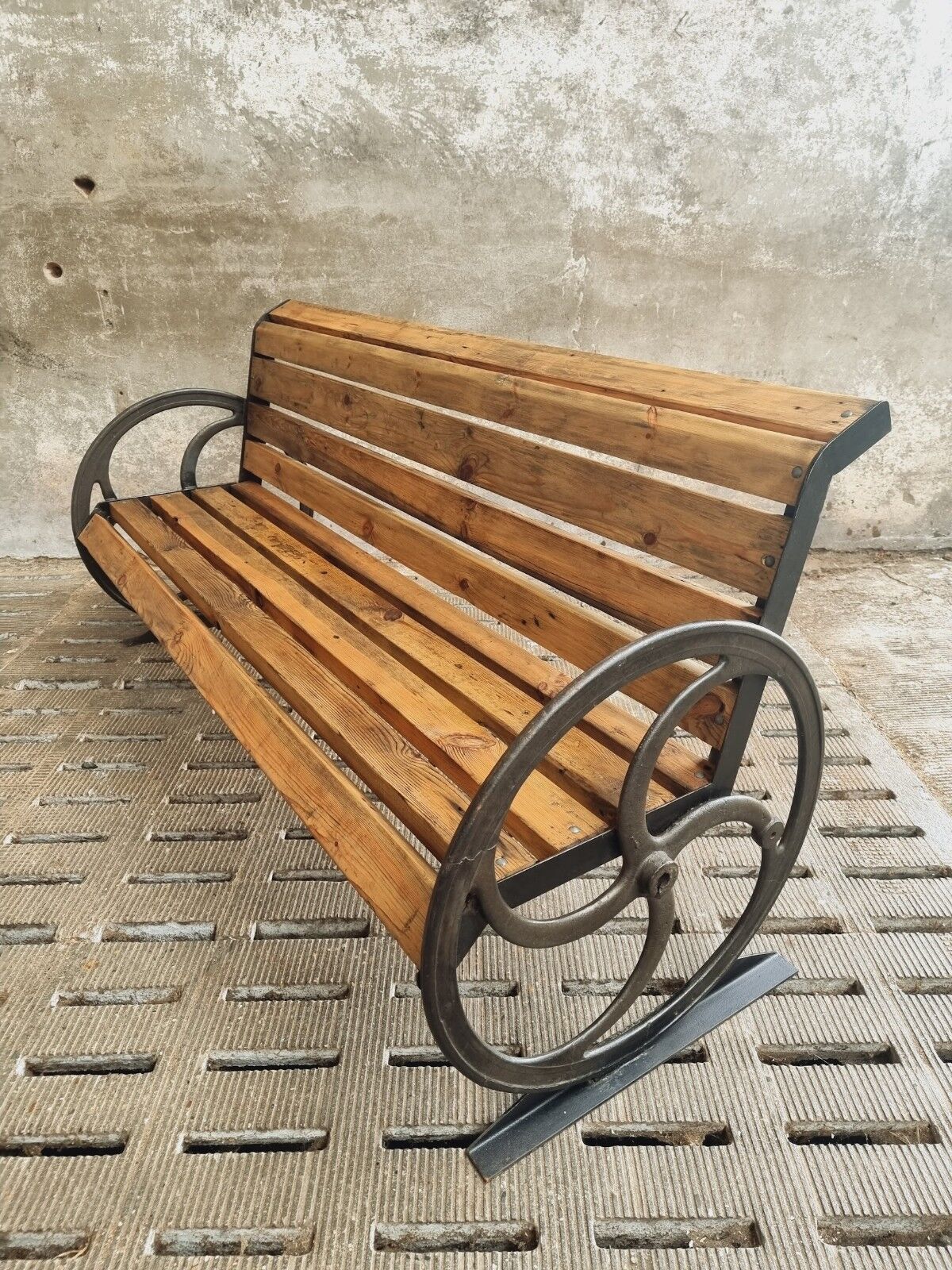 Antique garden bench cast iron with old beams 210 cm