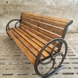 Antique garden bench cast iron with old beams 210 cm