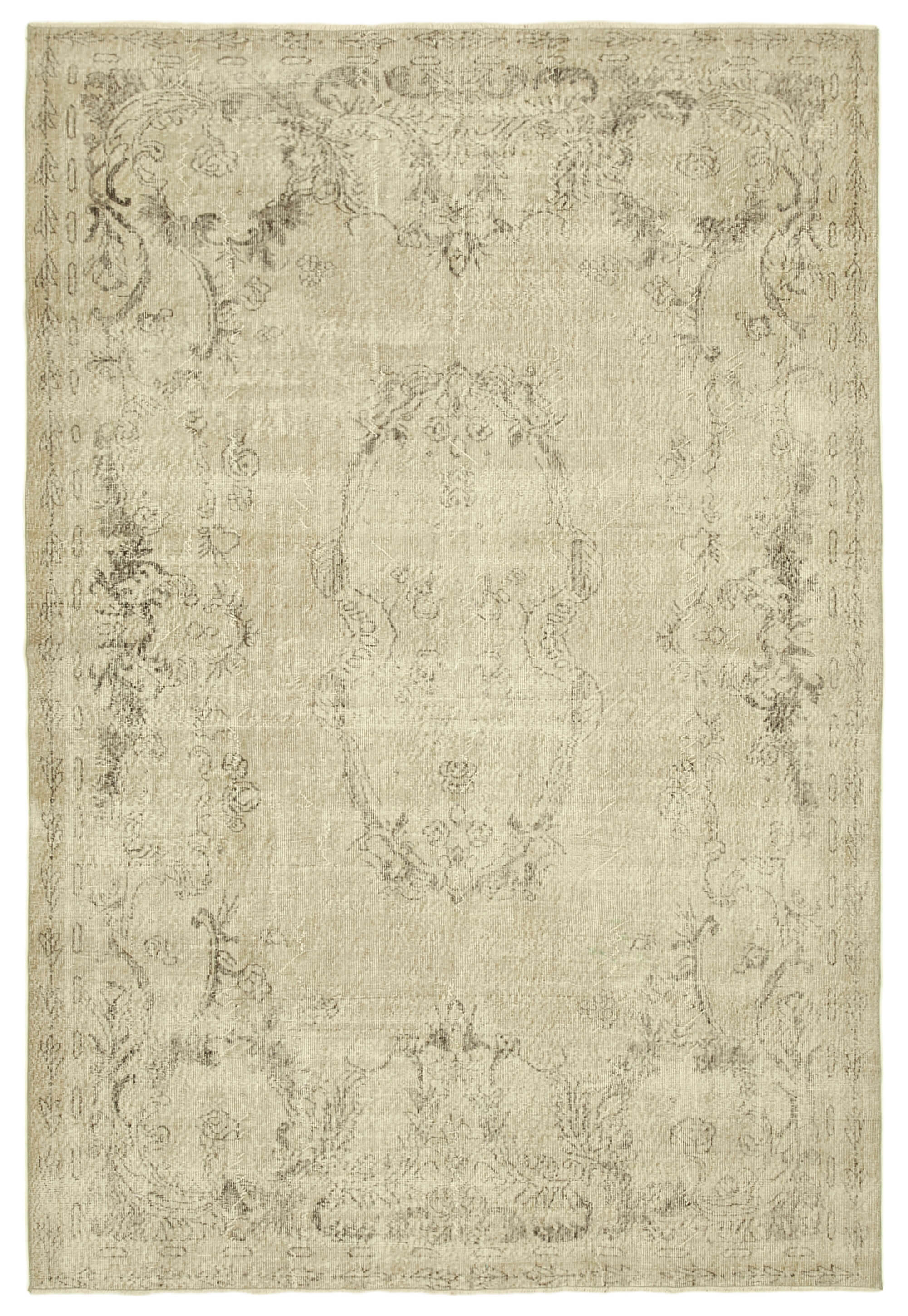Tapis beige turc antique noué à la main 207 cm x 309 cm