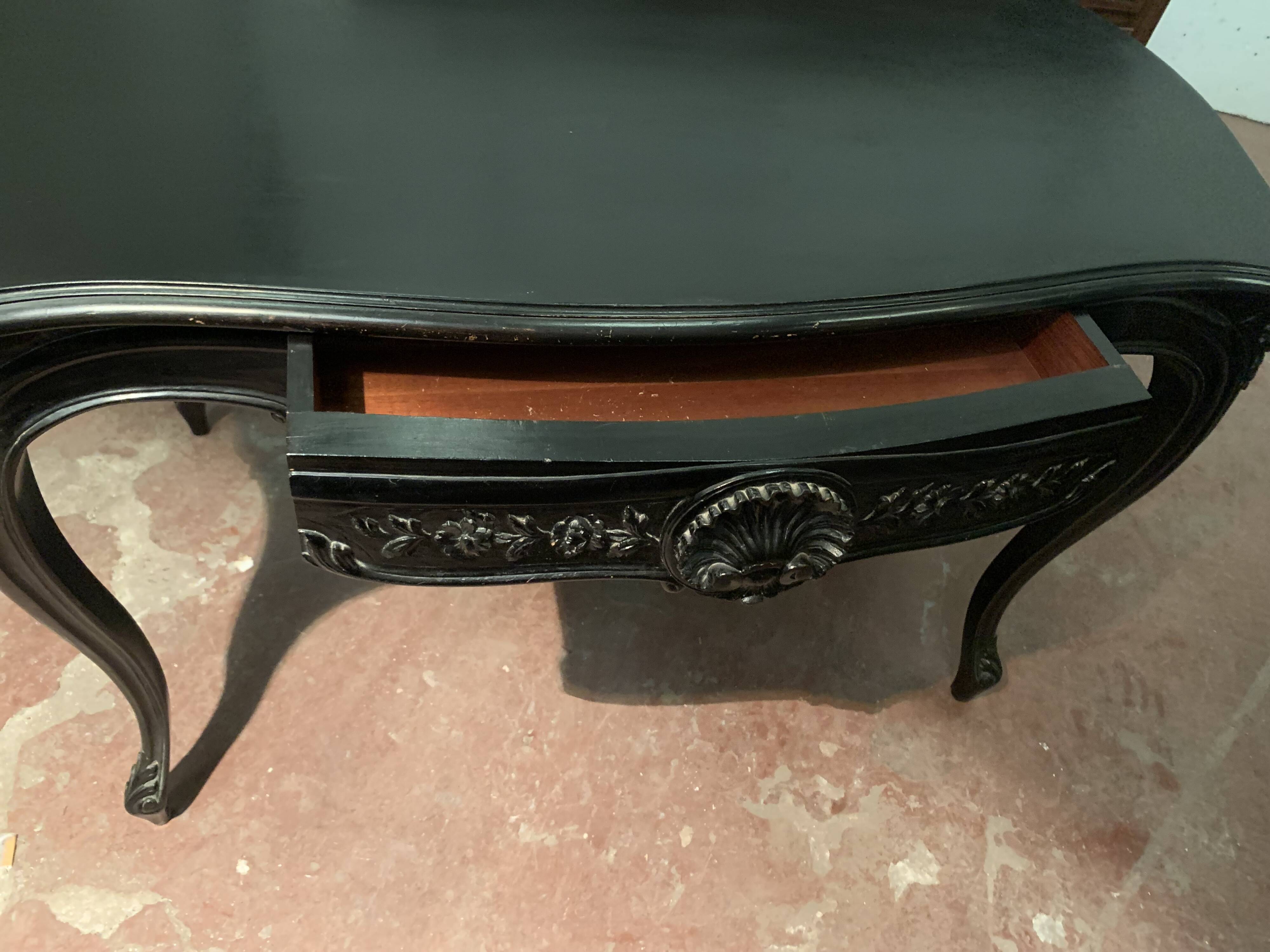 Louis XV style desk in black wood Napoleon III, XIX century
