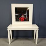 Console française vintage en bois laqué avec miroir, années 1980