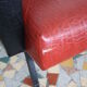 3-seater sofa and 2 rockabilly chairs in red and black skai