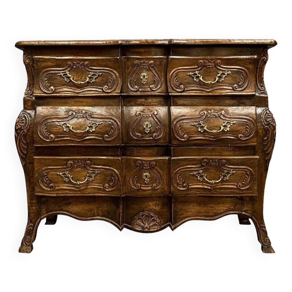 Commode tombeau de dame louis xv provençale galbée en bois massif | Selency