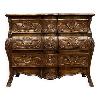Curved provençal tomb of lady louis xv chest of drawers in solid wood