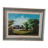 Landscape painting oil on canvas signed modanesi - canvas 70x50 cm - sabine countryside