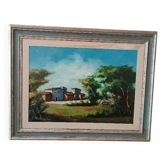 Peinture paysage huile sur toile signée modanesi - toile 70x50 cm - campagnes sabines