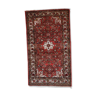 Vintage Persian carpet Hamadan handmade 75cm x 132cm 1970s, 1C387