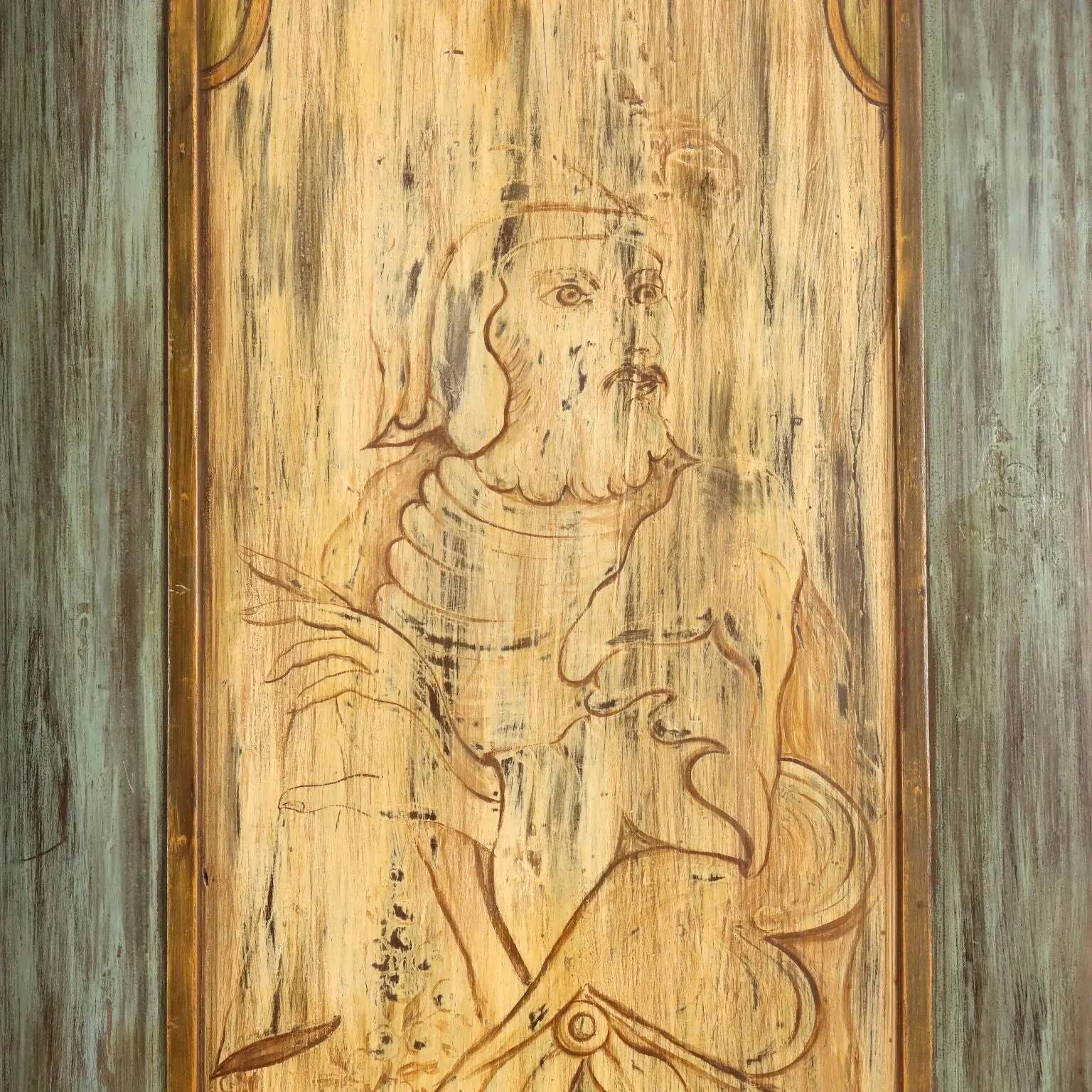 Antique baroque-style wardrobe in lacquered wood, 19th century.