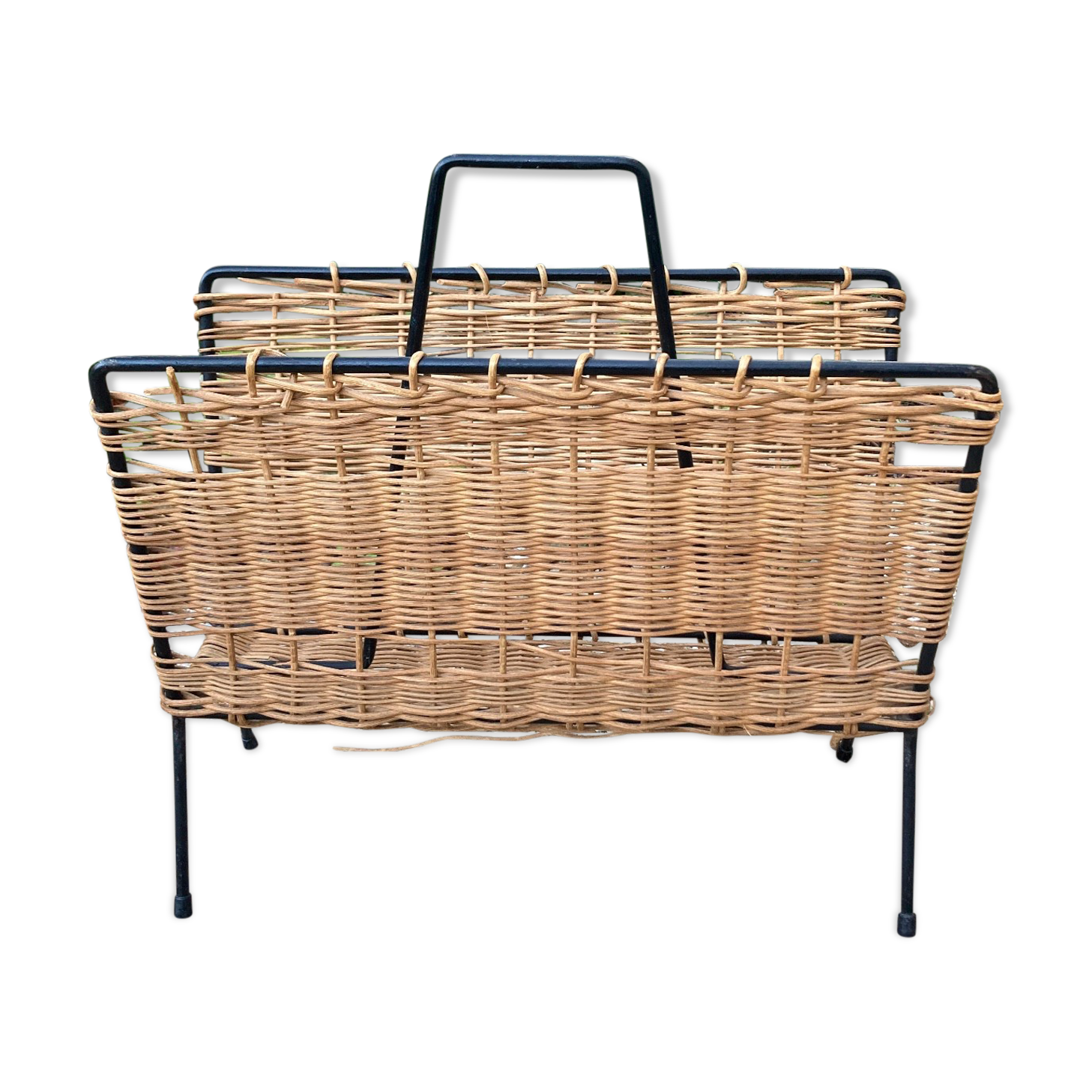 Raoul Guys vintage wicker magazine holder