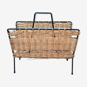 Raoul Guys vintage wicker magazine holder