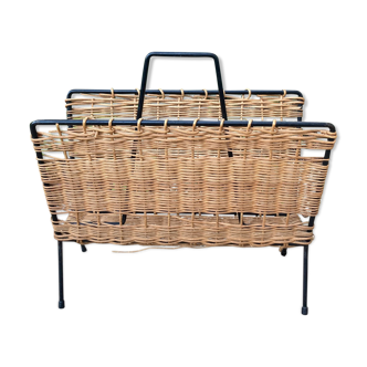 Raoul Guys vintage wicker magazine holder