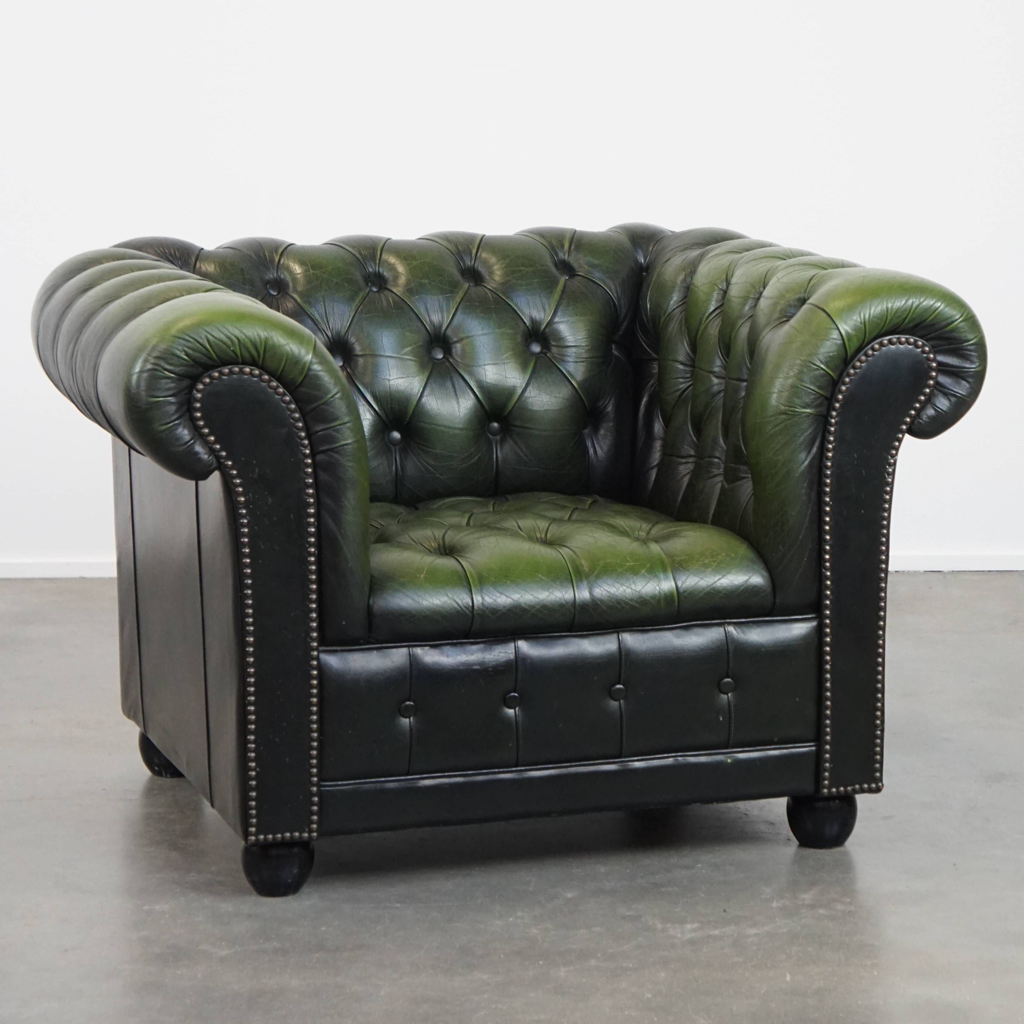 Green English Vintage Chesterfield Club Chair
