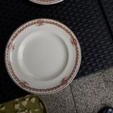 Set of 6 vintage flat plates, 23 cm, Longwy brand, Mireille pattern.
