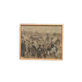 Huile su toile suédoise – « Paysage avec figures » par Sigfrid S. – Daté de 1960 – Vintage et encadré
