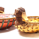 Set of 3 trundle baskets wicker duck decoration empty pocket