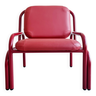 Fauteuil design italien rouge années 80