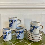 4 stoneware coffee cups
