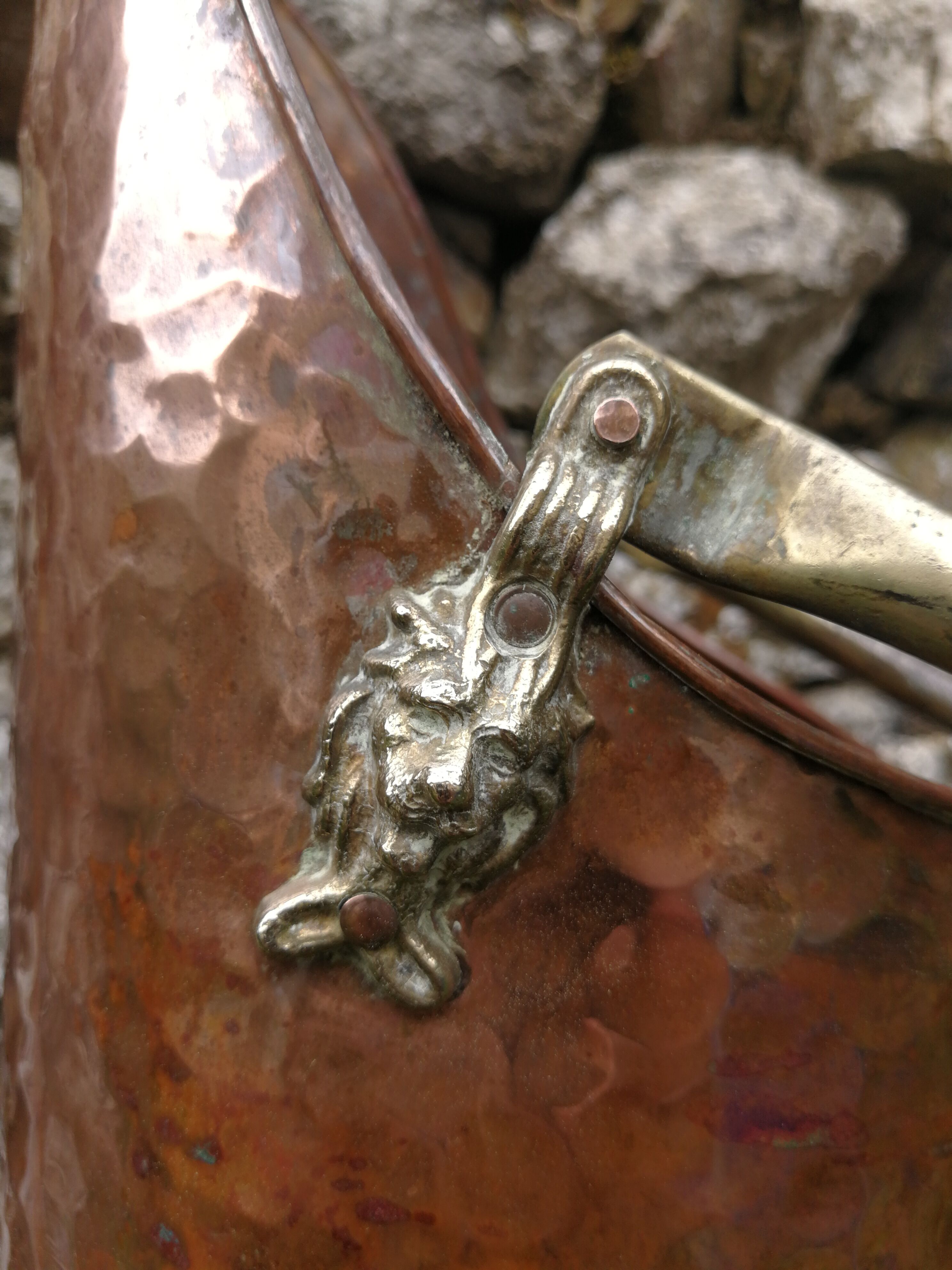Copper and brass bucket