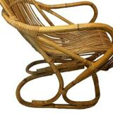 Vintage, large rattan armchair from the 1970s.