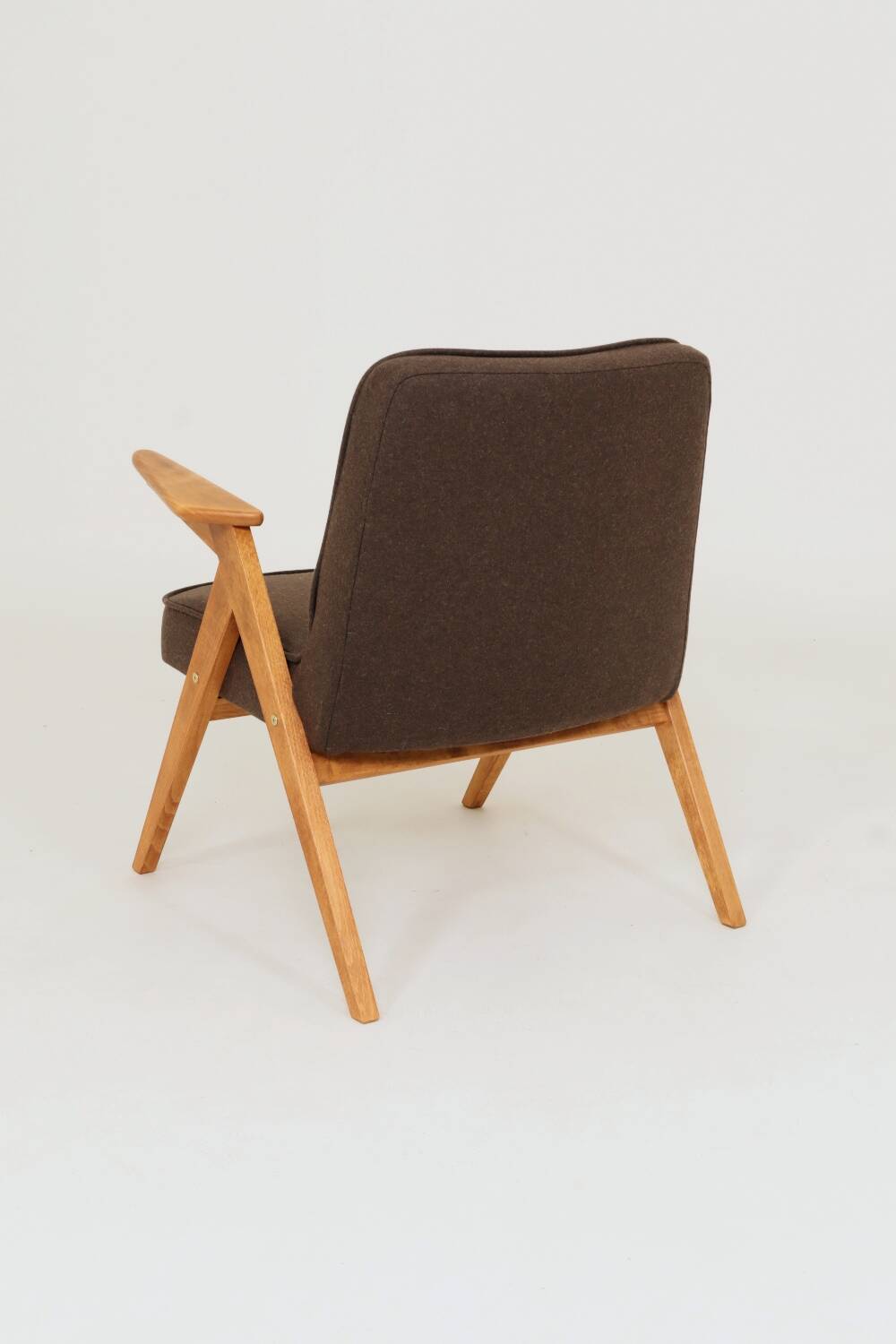 Vintage Lounge Chair Dark Cacao Wool Upholstery