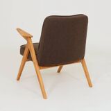 Vintage Lounge Chair Dark Cacao Wool Upholstery