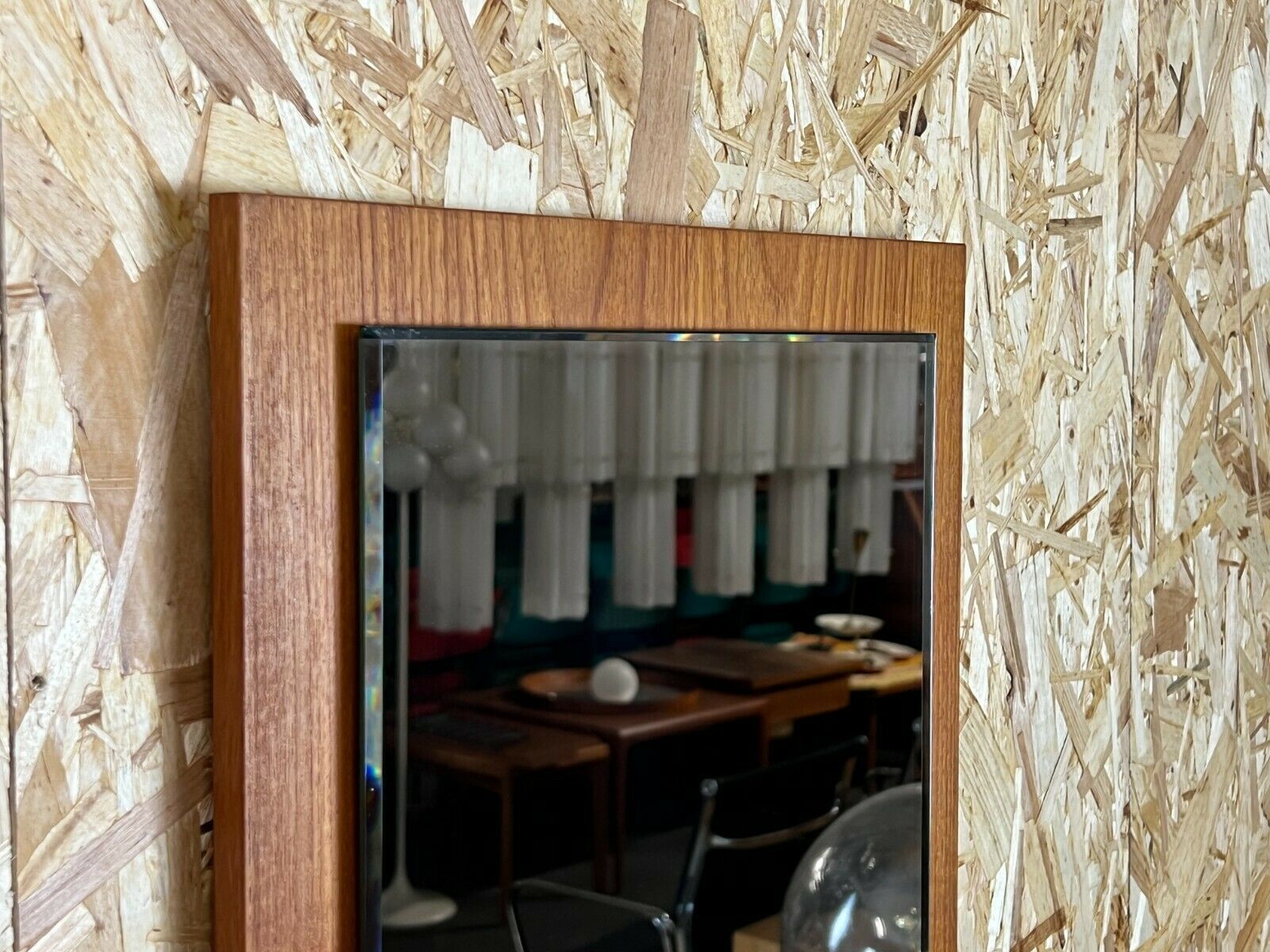 60s 70s teak mirror 77x37cm