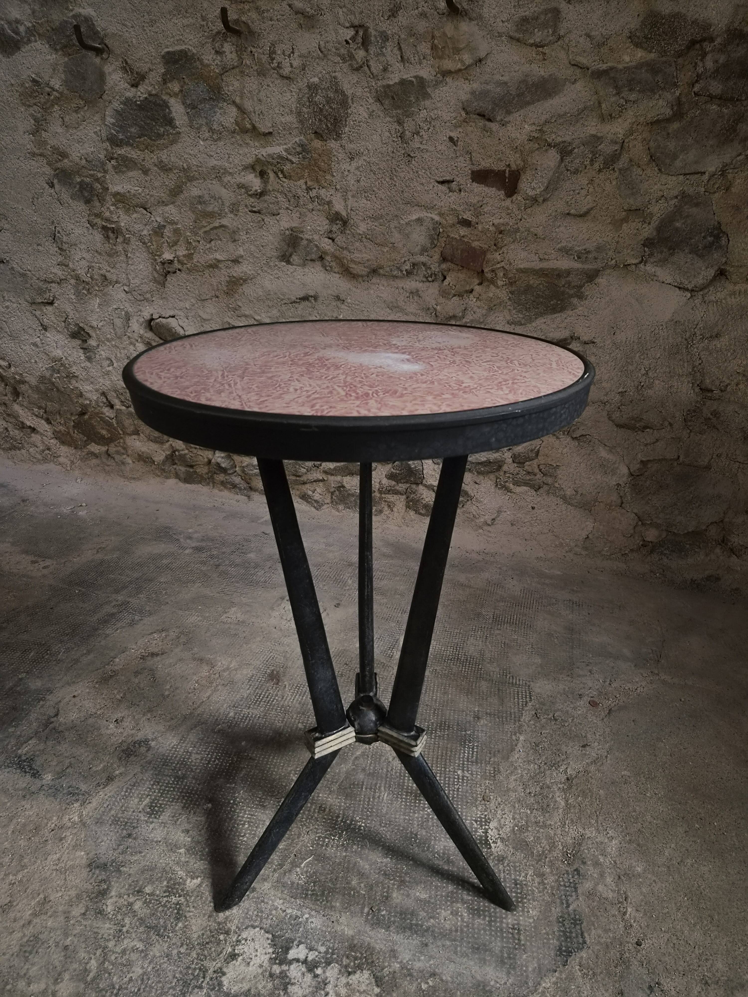 Table bistrot art déco française avec plateau Rex bakélite – c.1930–1940