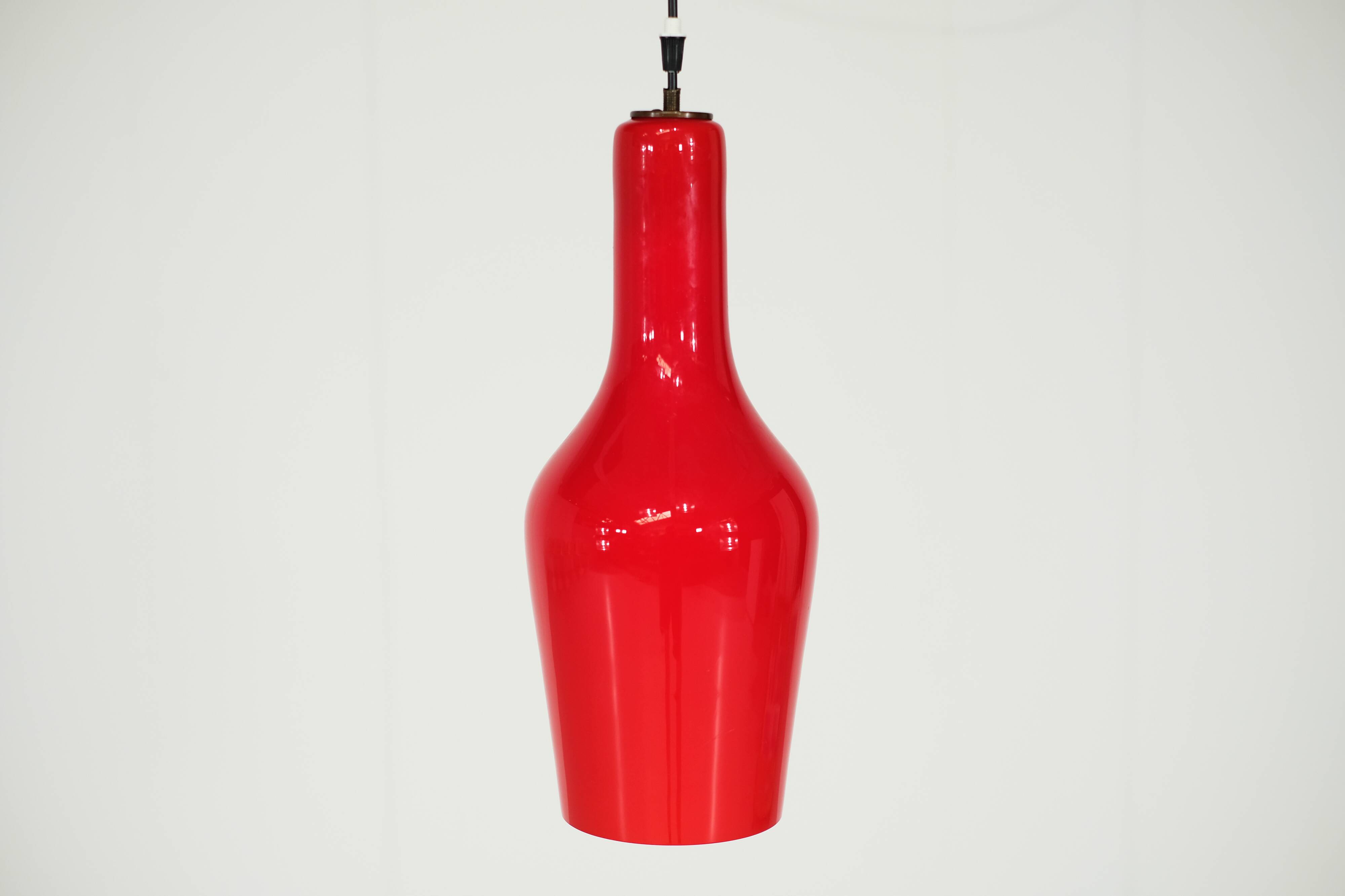 Italian red opaline pendant light - 1960s