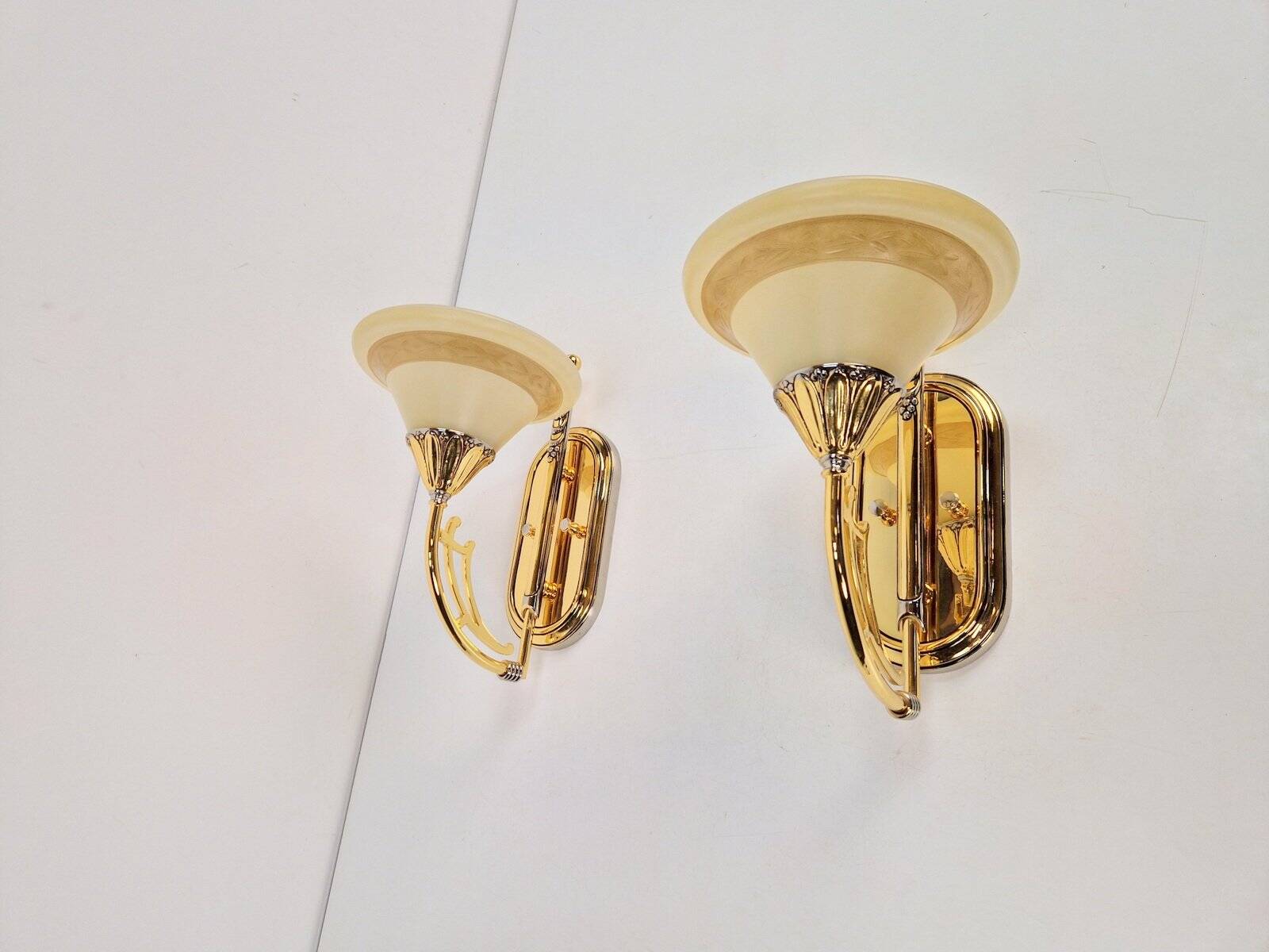 Art Nouveau Regency Brass Wall Lamps by Bejorama Lighting, Spain, 1970s, Set of 2