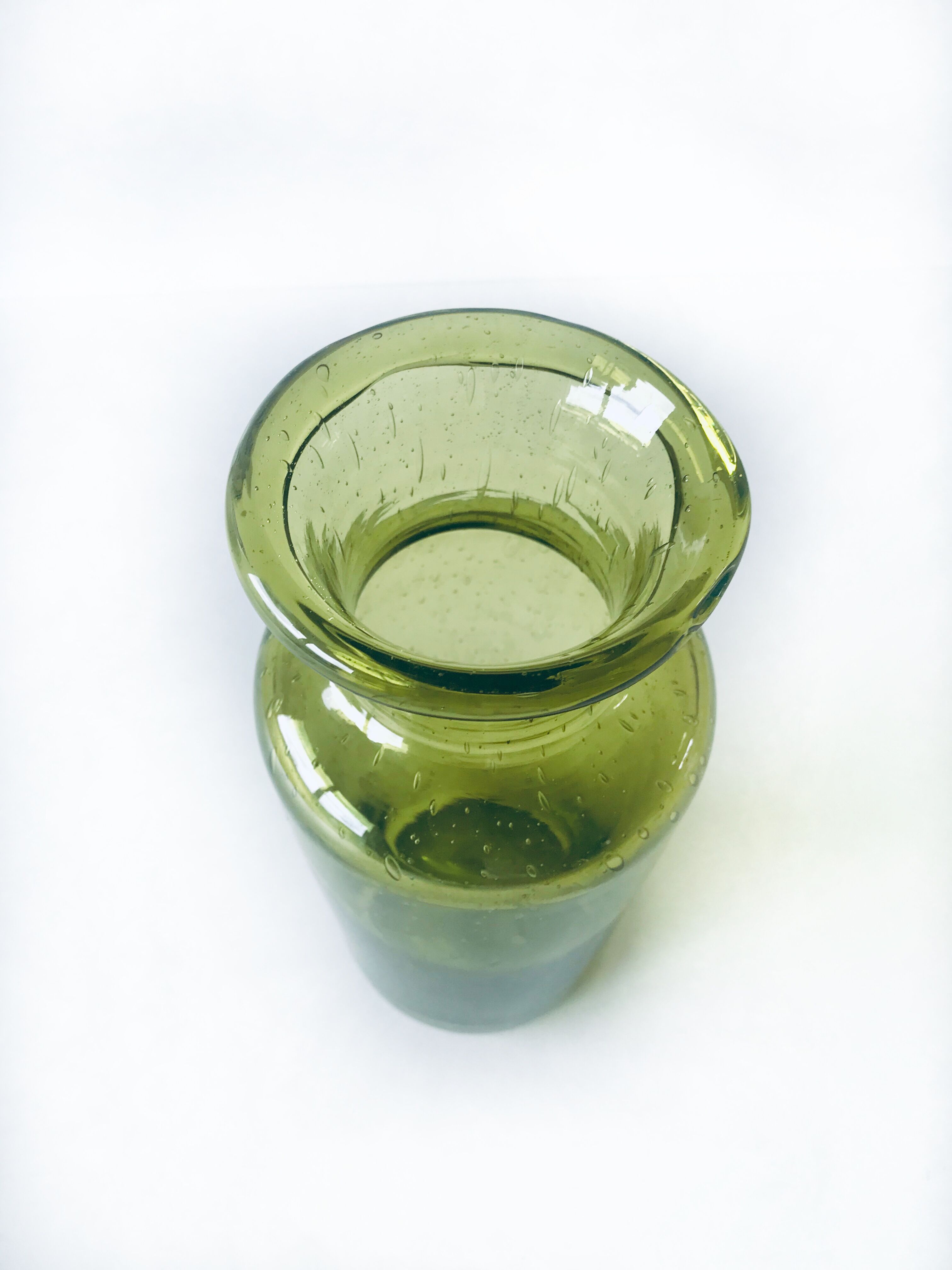 Blown and bubbled glass vase