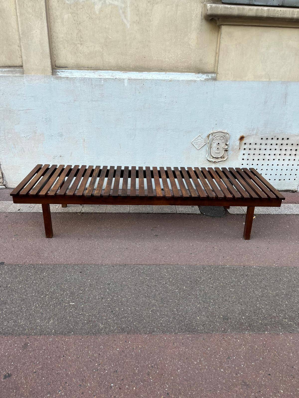 Ernesto Hauner Mobilinea. Banc / table à lattes palissandre Brésil